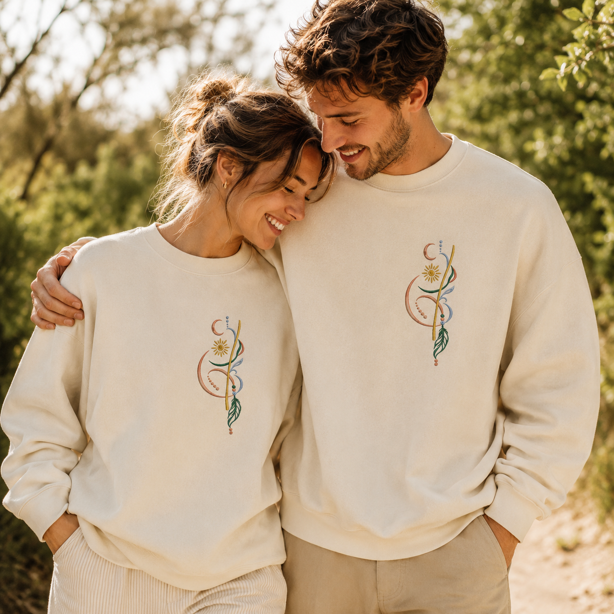 Feines Linien-Stickmotiv auf Textil